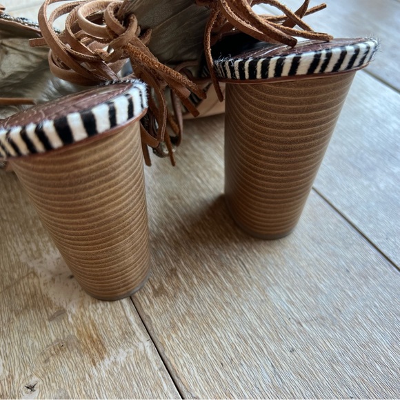 Sam Edelman Sandals Yates Tribal Beaded Wraparound High Heel Black & Soft Saddle - Picture 13 of 16